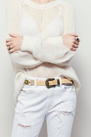 Free People Womens Embellished Western Belt