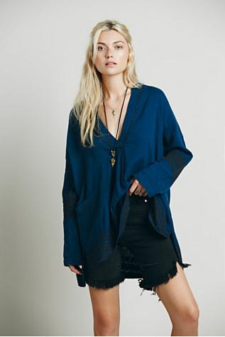 Fp Collection Womens Embr Deep V Pocket Tunic