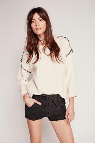 One Teaspoon Womens Superfreak Lace Up Cutoff