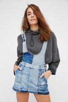 Free People Womens Patchwork Blues Jumper