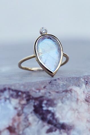 Ark + Arrows X Free People Womens Moonstone X Diamond Ring