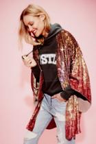 Free People Womens Ombre Sequin Kimono