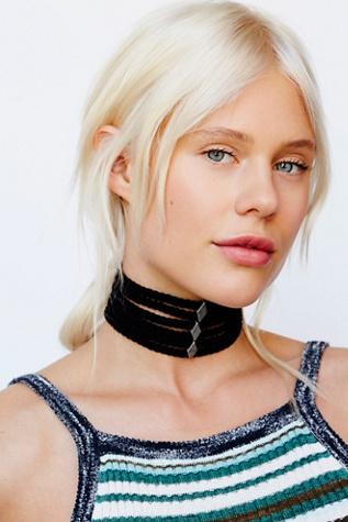 Free People Womens Stacked Leather Choker