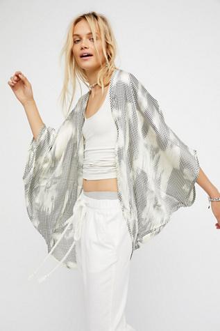 Free People Womens Point Break Silky Kimono