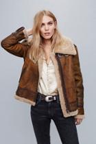 Free People Womens Aviator Sherpa Coat