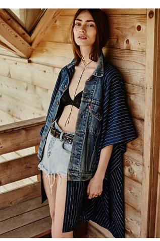 Standard Form Nyc Womens Peace Out Pinstripe Denim