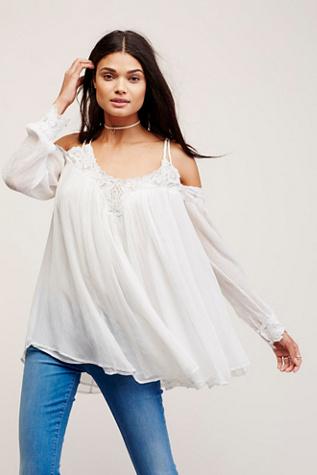 Free People Womens Farrah Chiffon Cold Shldr