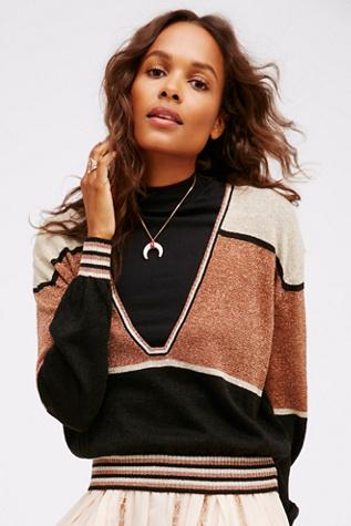 Free People Womens Gold Dust Pullover