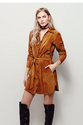 Free People Womens Swingin' Suede Dress