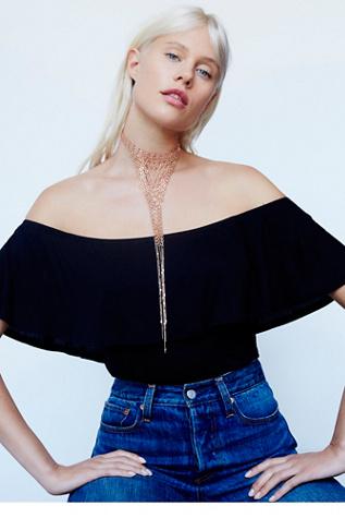 Free People Womens Low Down Chainmail V Neck