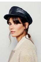 Free People Womens Uptown Leather Lieutenant Hat