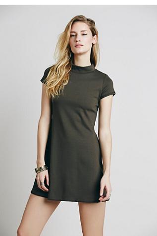 Fp Beach Womens Solid Mock Neck Mini Dress