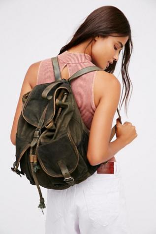 Free People Womens Washed Canvas Backpack