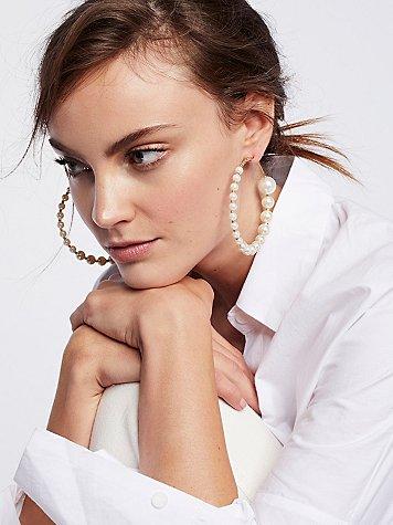 Graduated Pearl Hoops By Free People