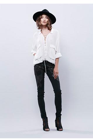 Cecilia De Bucourt Womens Heavy Metal Embellished Skinny