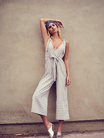 Yarn Dye Stripe Overalls By Free People