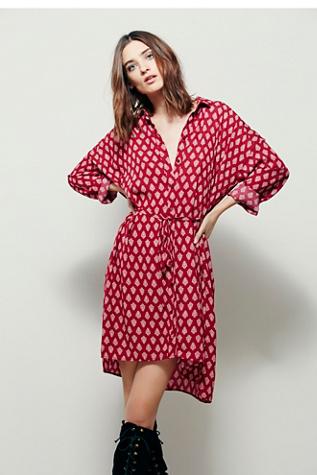 Free People Womens Printed Shirt Dress