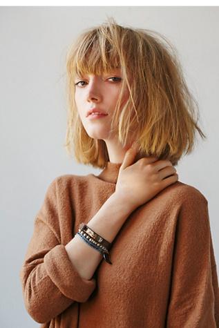 Free People Womens Vance Leather Bracelet Set