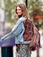 Free People Paisley Quilted Denim Jacket