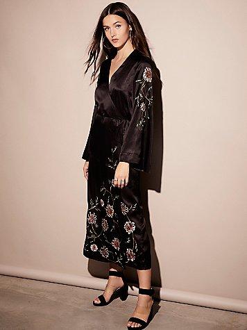 Embroidered Wrap Kimono Dress By Free People