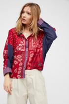 Free People Womens Kp Mixed Print Buttondown