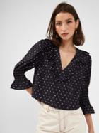 French Connection Dylan Ditsy Crepe Light Ruffle Neck Blouse