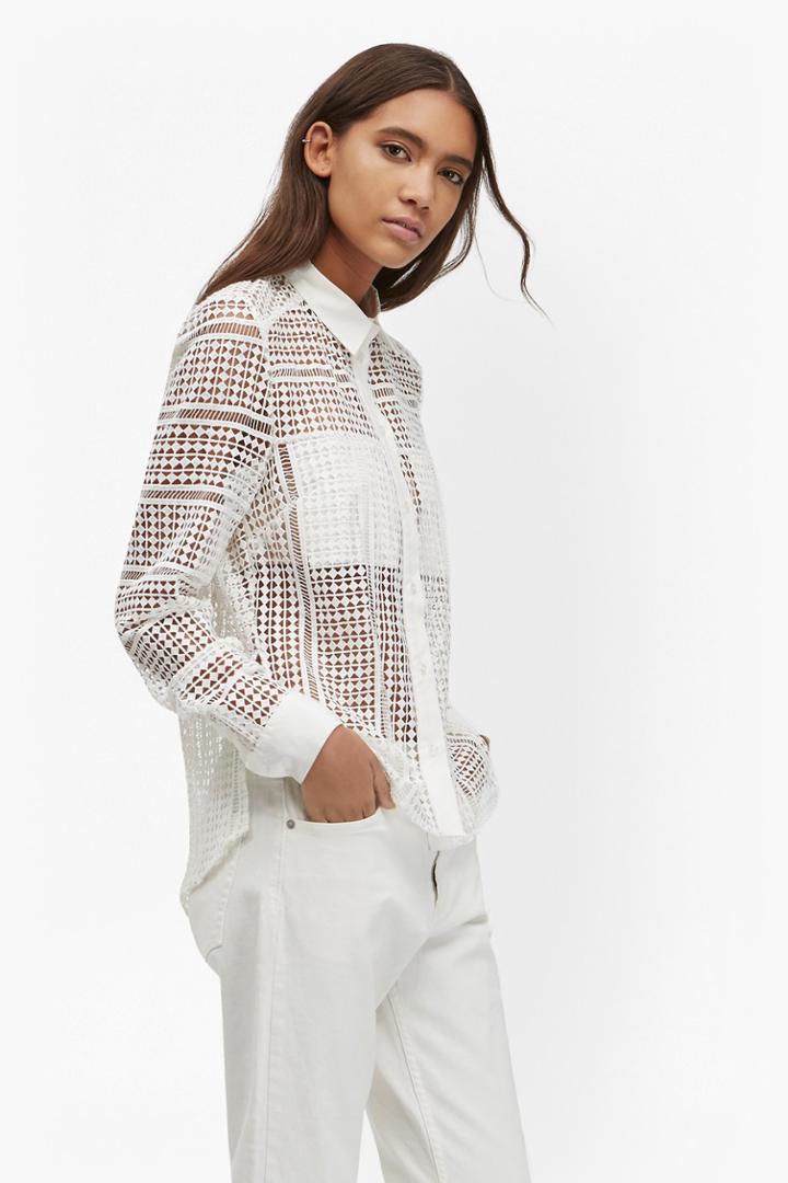 French Connection Summer Cage Laser Cut Shirt