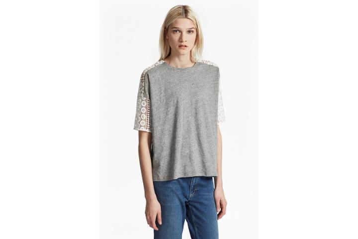 French Connection Dune Lace Crochet Oversized T-shirt