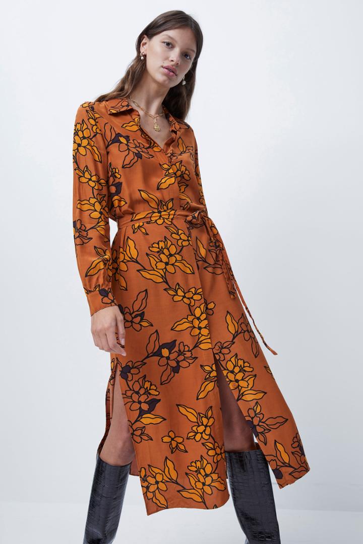 French Connection Cefara Drape Printed Shirt Dress