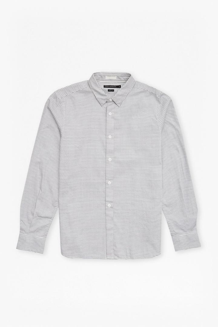 French Connection Horizontal Oxford Peach Striped Shirt
