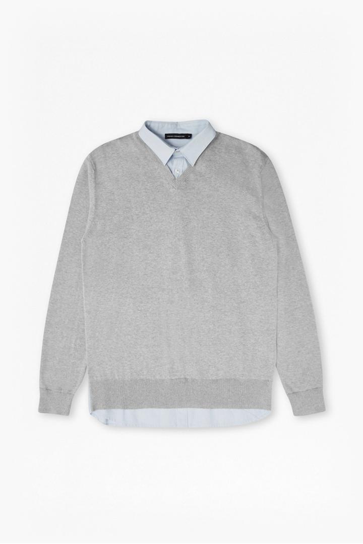 French Connection Shirt Knit Hybrid Sweater