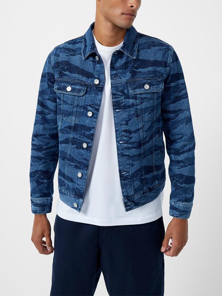 French Connection Laser Etched Denim Jacket