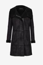 French Connection Front Draped Faux Shearling Coat