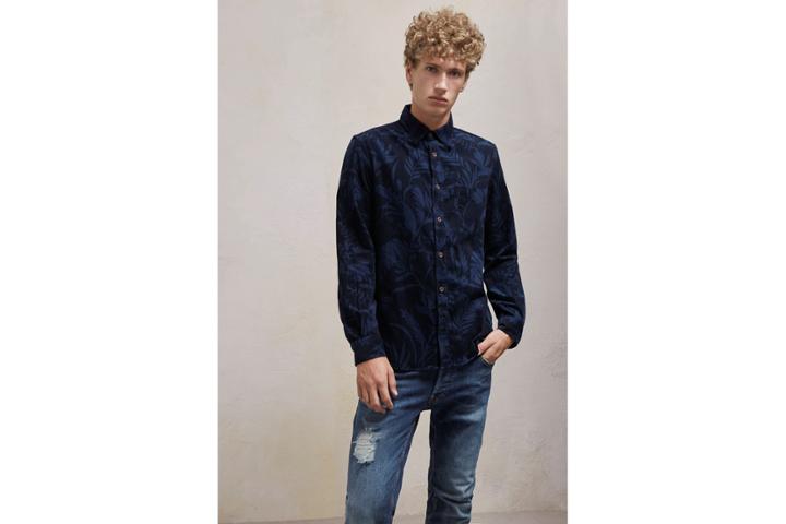 French Connection Overdyed Fumio Floral Corduroy Shirt