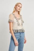 French Connenction Edevia Lace Peplum Top
