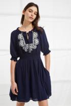 French Connection Catania Crinkle Embroidered Dress