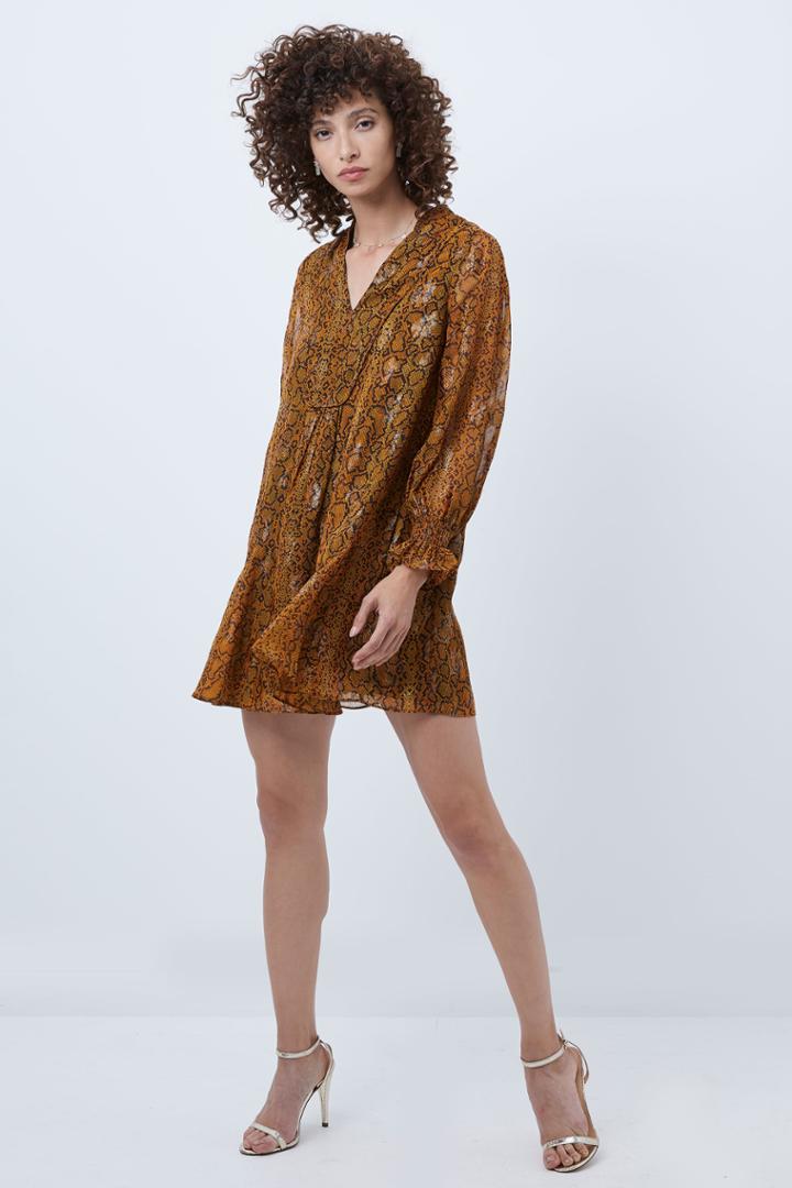 French Connection Desta Snake Jacquard Smock Dress