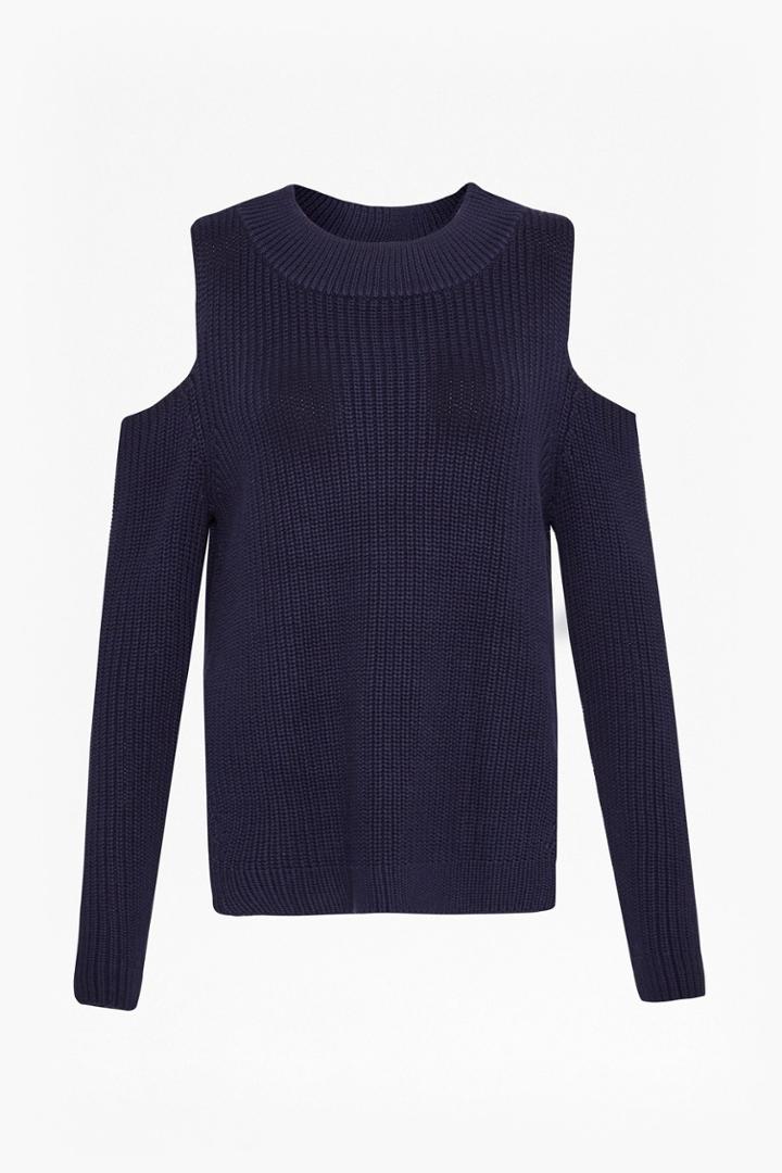 French Connection Cold Shoulder Knitted Cotton Jumper
