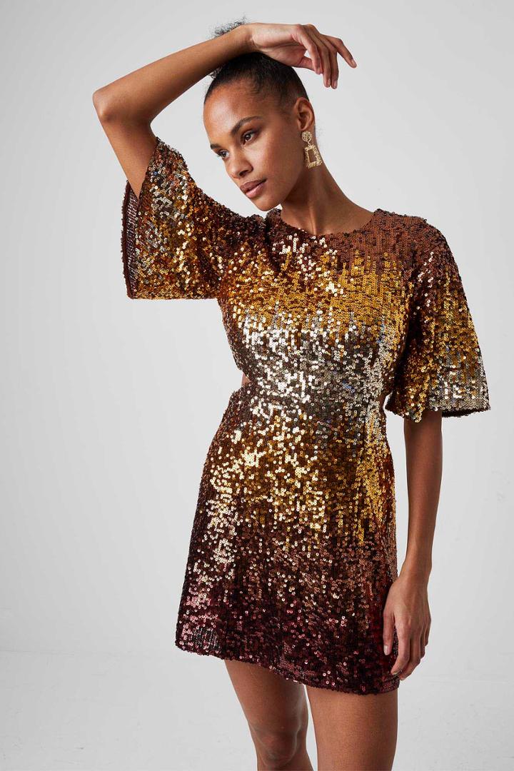 French Connection Estari Sequin Cut Out Dress
