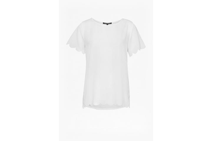French Connection Classic Light Crepe Scallop Edge Top