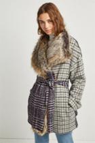 French Connenction Irene Check Funnel Neck Coat