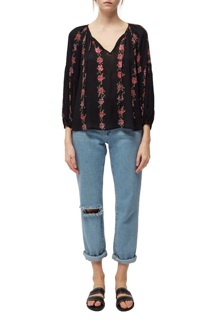 French Connenction Carina Crinkle Puff Sleeve Blouse