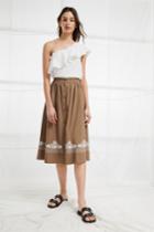 French Connenction Rhodea Poplin Embroidered Basque Skirt