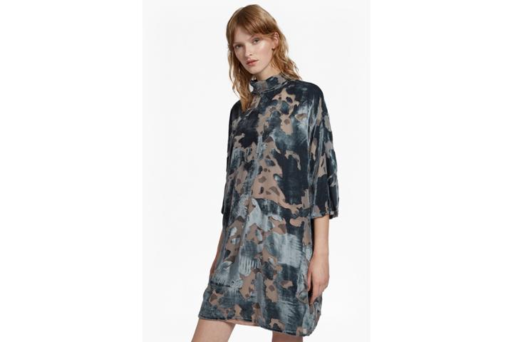 French Connection Brigitte Devor Velvet Roll Neck Tunic