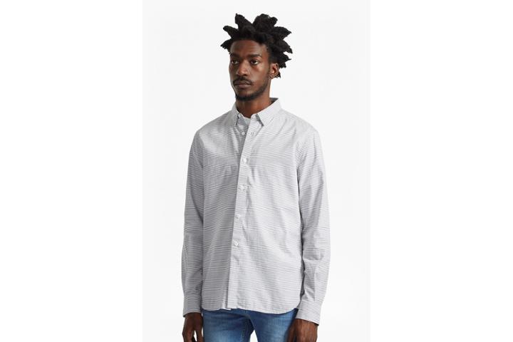 French Connection Horizontal Oxford Peached Striped Shirt