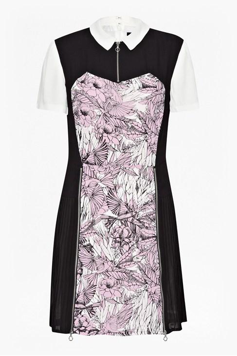 French Connection Flight Of Fancy Pleated Shirt Dress