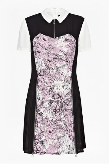 French Connection Flight Of Fancy Pleated Shirt Dress