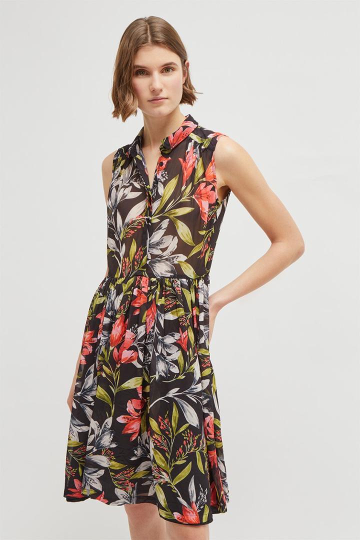 French Connenction Cadencia Drape Floral Shirt Dress