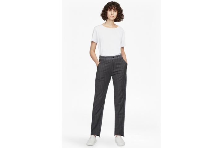 French Connection Pinstripe Mash Up High Rise Straight Jeans