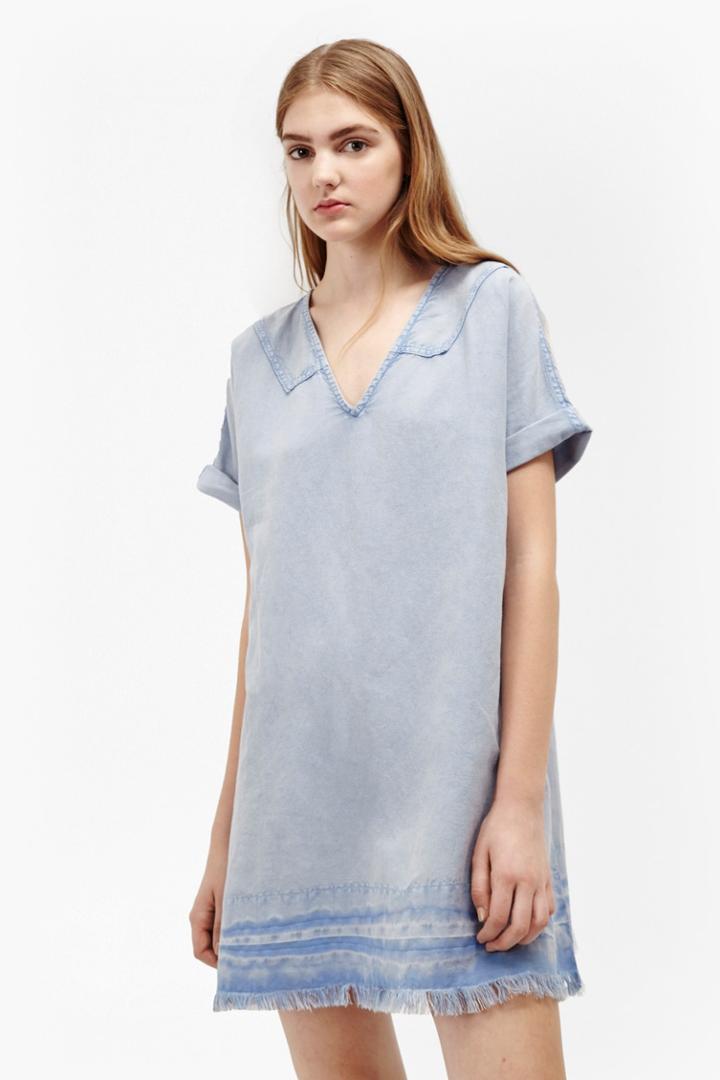 French Connection Field Fringe Sailor Neck Linen Dress